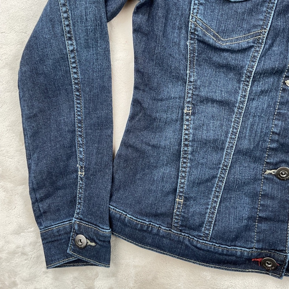 Wrangler Authentics Womens Dark Wash Stretch Denim Trucker Jacket SMALL NWT - Picture 4 of 8